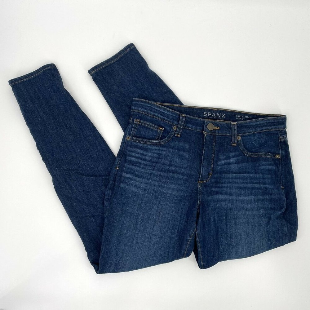 Spanx Slim-X Skinny Jeans Stretch Denim Medium Wash Slimming Flattering size 31